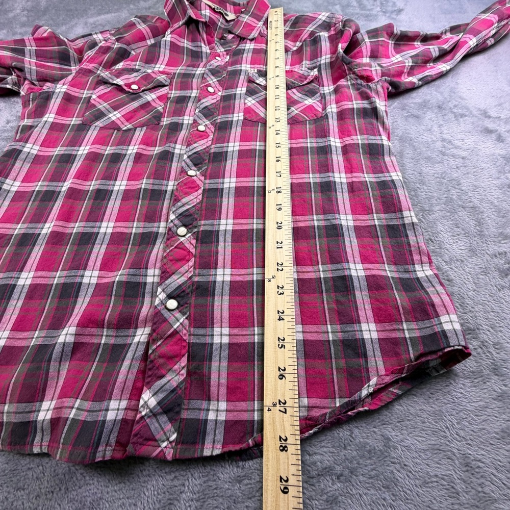 Salt Valley Western Shirt Men's L Pink Plaid Pearl Snap Long Sleeve Cowboy Rodeo - Picture 10 of 10